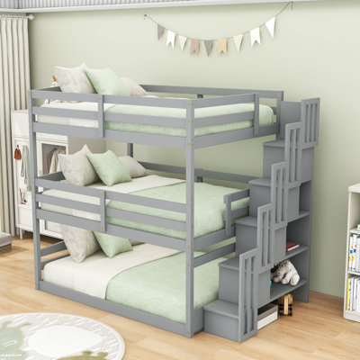 Triple Bunk Bed With Storage Staircase