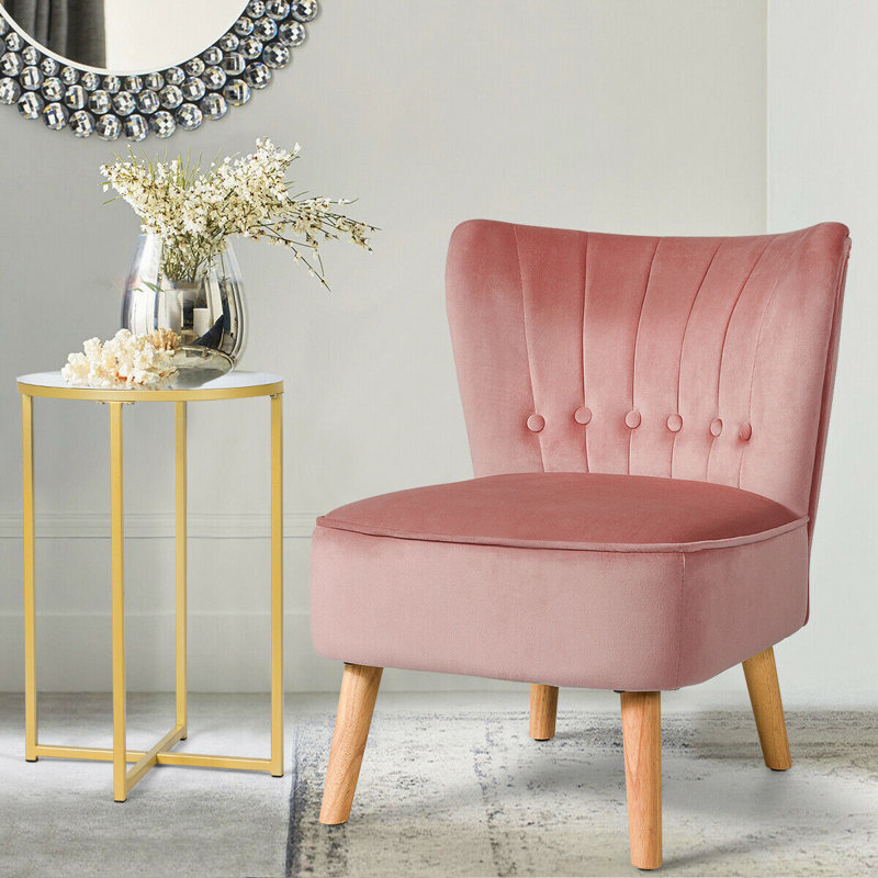 Tisdale Velvet Slipper Chair, Pink Velvet