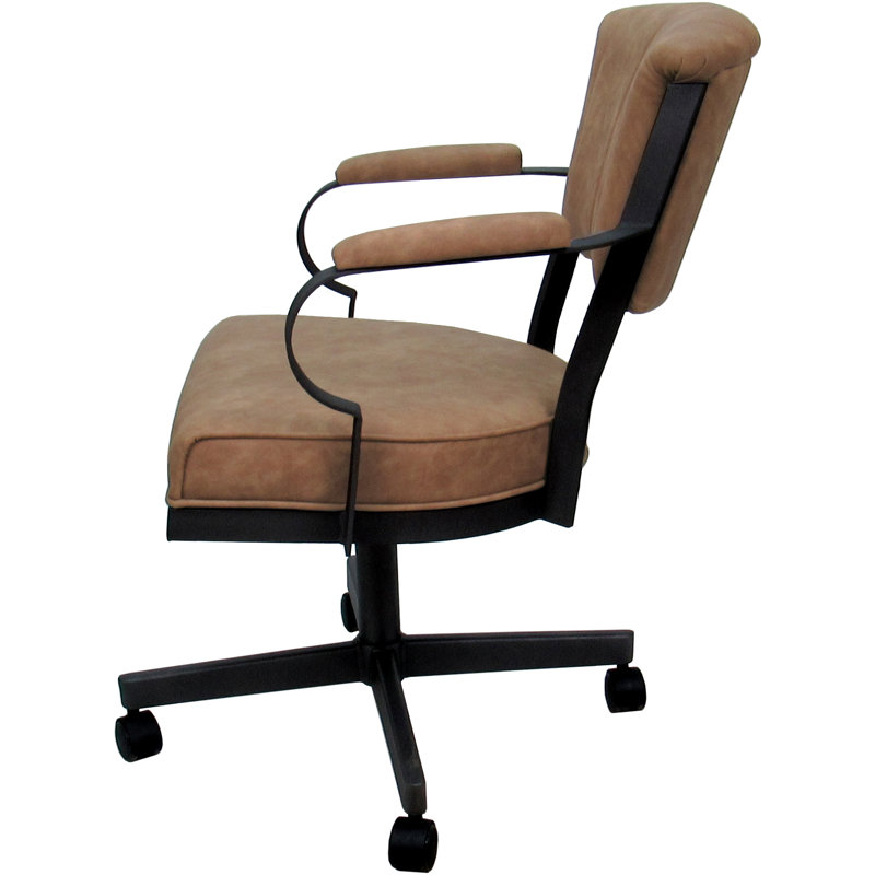 Chaise pivotante en métal Magaw, Vinyle brun, Noir