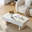 Table basse avec plateau en faux marbre, table basse moderne Mid-Century avec tiroir cannelé, table basse de salon, bureau-133473281-133473280