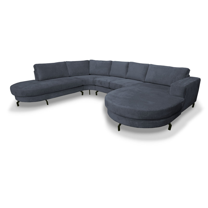 6 Seater Corner Sofa , Blue, Left Hand Facing