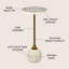 Table de bout ronde contemporaine en crème et dorée 26 po Evelyn, base géométrique en résine et pied de chandelier en fer pour petits espaces-1800025173