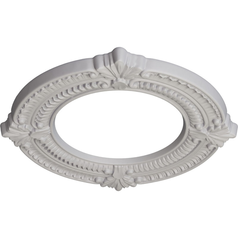 Médaillon de plafond Endurathane Acanthus, DE 11 3/8 po x P 2 po, finition hamamélis peinte à la main, Blanc ultra pur