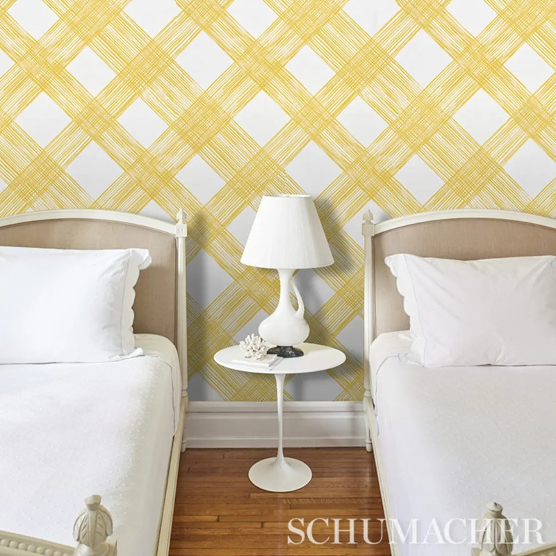 Schumacher x Porter Teleo Traverse Wallpaper, Yellow
