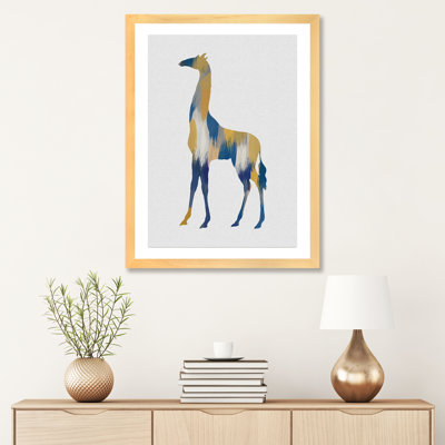 Girafe bleue et jaune - impression