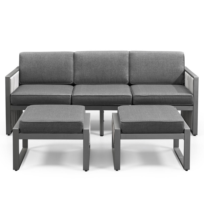 Trinie Outdoor Patio Sofa With Cushions, Dark Gray