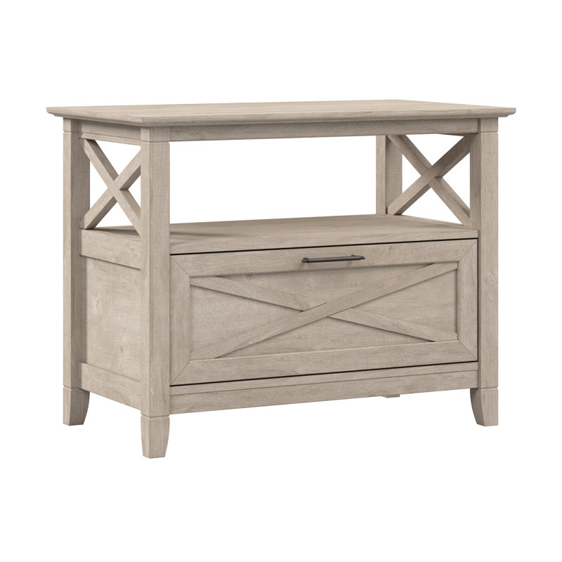 Table de chevet 32 po avec tiroir, conception X, style campagne, gris délavé, Gris
