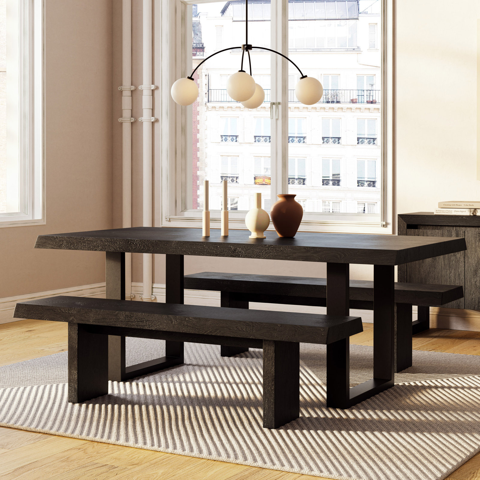 Colin Dining Table, 29.75"H x 79"L x 40"W, Black, Ebonized