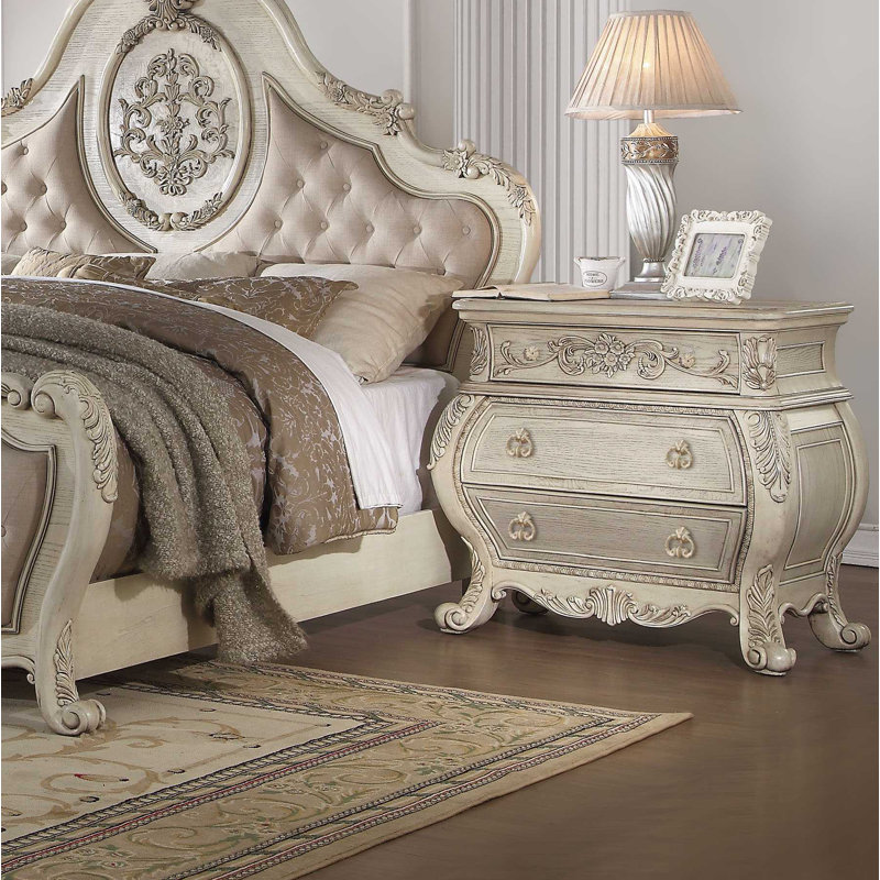 Table de chevet 2 tiroirs Maysonet, Blanc