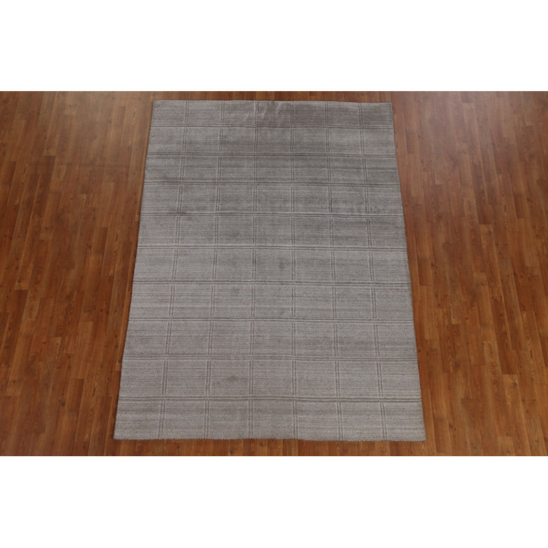 Tapis oriental en soie à carreaux Gabbeh noué à la main 6 x 8