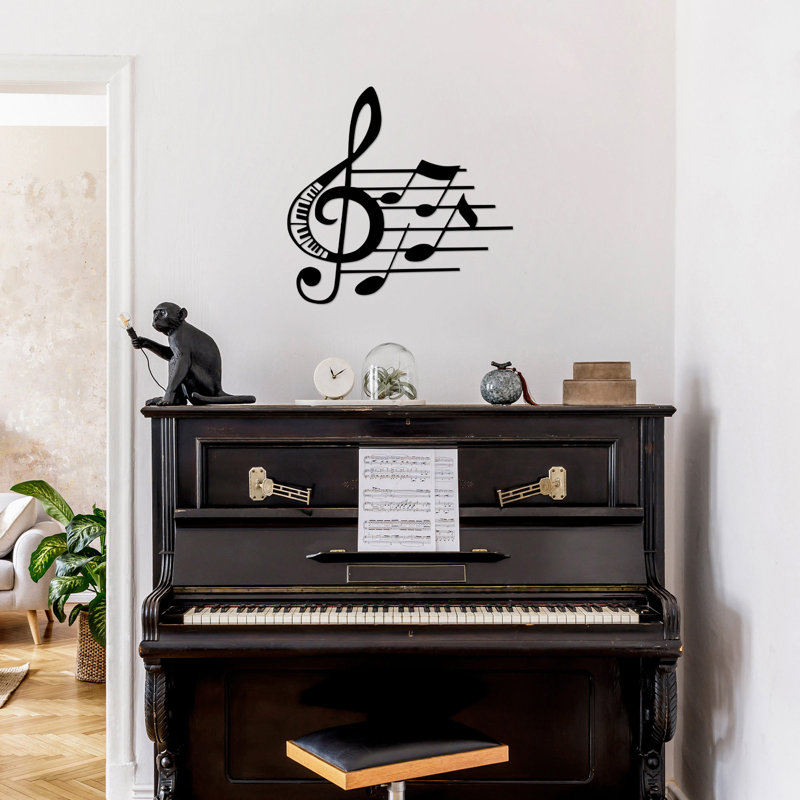 Élégant accessoire mural décoratif en métal, finition noire, 25,9 po x 27,6 po | Fabrication 100% métal, épaisseur: 0,06 po | Parfait pour la décoration intérieure, facile à accrocher, ajoute une touche moderne à tout espace