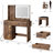 Damietta Vanity Desk with LED Lighted Mirror & Power Outlet, Makeup Table with Drawers & Cabinet,Storage Stool,Dressing Table for Bedroom-1270965232