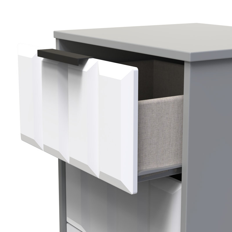 Doss 45cm W Manufactured Wood Bedside Table, White Matt/Dusk Grey