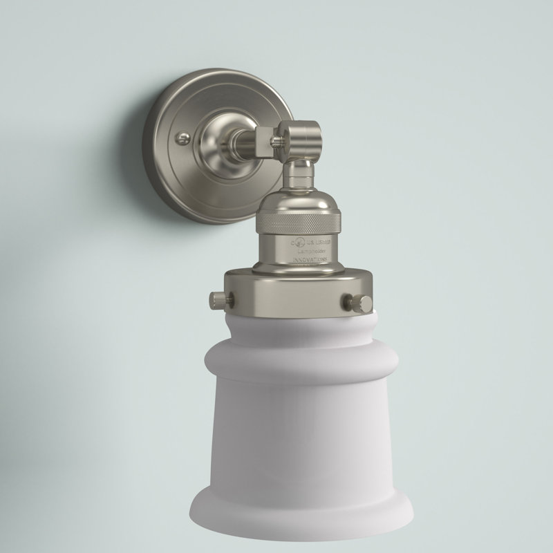Applique murale articulée à 1 lumière Bartolmeu, Boîtier blanc mat, Nickel satiné brossé, Ampoule DEL 6 watts Vinage