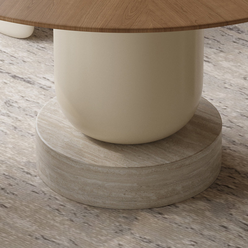 Creative High-end Durable Oak Tabletop Round Table, 29.52"H x 43.3"L x 43.3"W, Cream