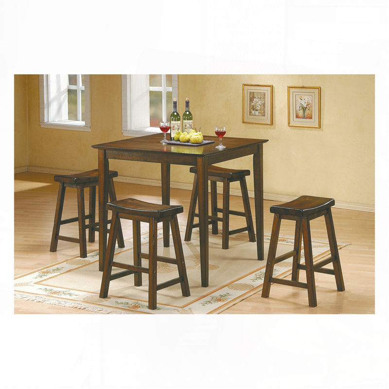 Ensemble de tabourets de bar sans dossier, pieds en bois, Brun