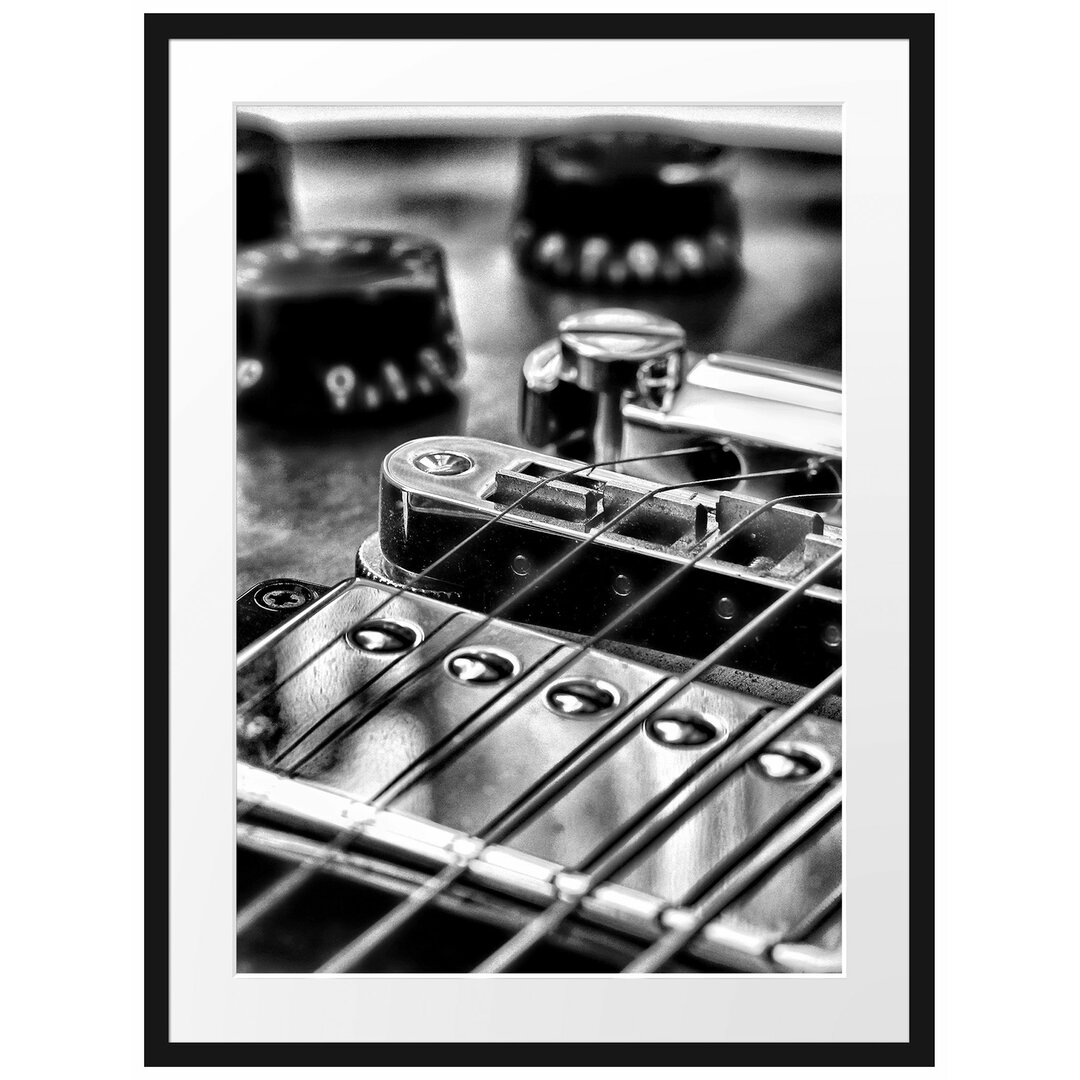 Gerahmtes Poster Black and White Guitar, Gitarre