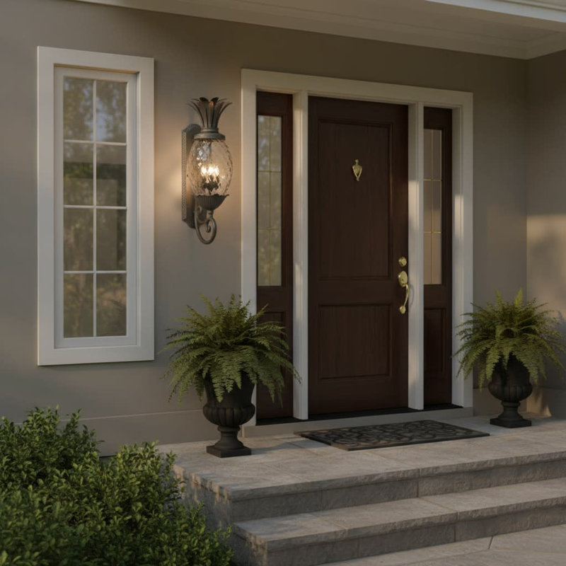 Plantation Museum Black 3 - Bulb 28'' H Clear Optic Glass Outdoor Wall Lantern