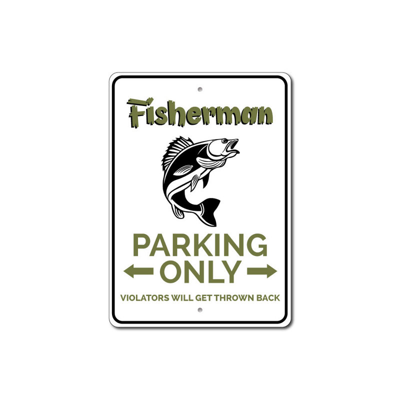 Enseigne en aluminium Fisherman, H 14 po x l 10 po x P 0,04 po