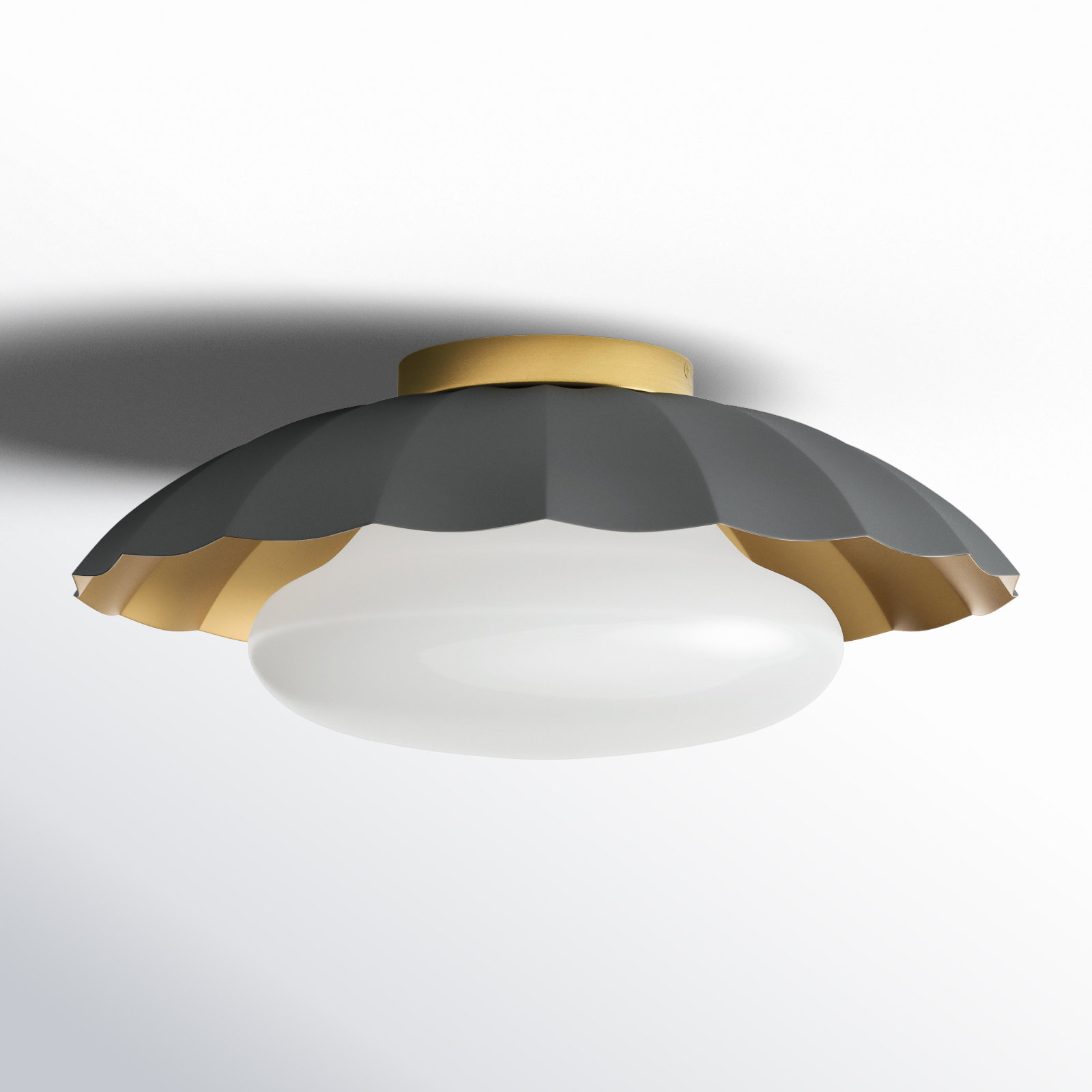 Granduca Single Light Glass Flush Mount, Dark Gray
