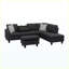 Canapé modulaire en L noir faisant face à la droite avec porte-gobelets intégré, mobilier de salon modulaire