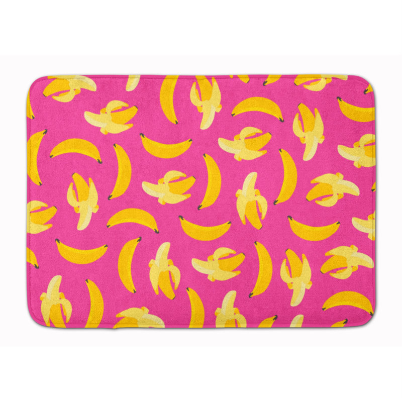 Tapis pour salle de bain en microfibre Bananas, Rose