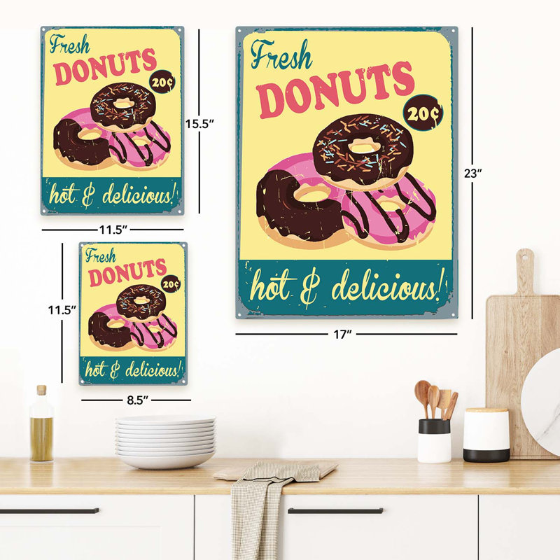 " Fresh Donuts ", 15.5" H x 11.5" W x 0.04" D