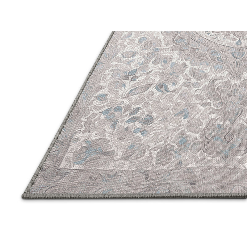 Machine Washable Gray Area Rug, Rectangle 2' x 3'