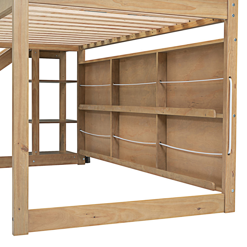 Lit mezzanine avec glissade Wood House, Bois