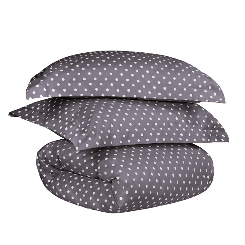Ensemble de housse de couette 3 pièces Eastland, Housse de couette pour grand lit et 2 taies décor, Gris