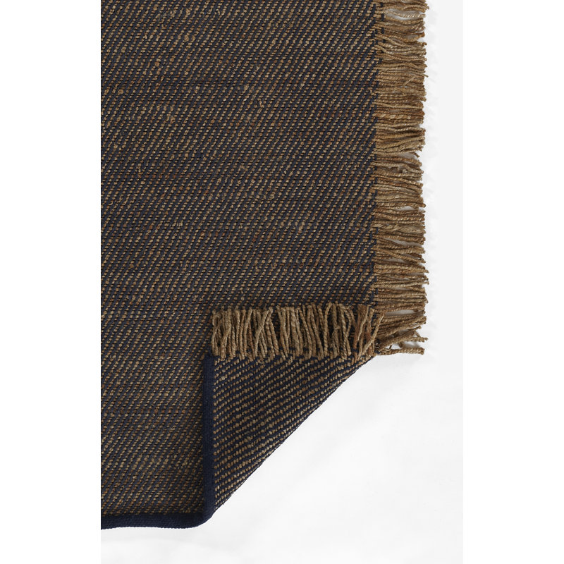 Blue 8' x 10' Handmade Wool Flat Woven Rug