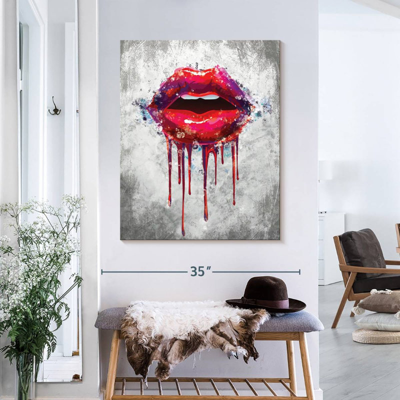 Goutte à peinture Lips, H 35 po x l 28 po x P 1,25 po