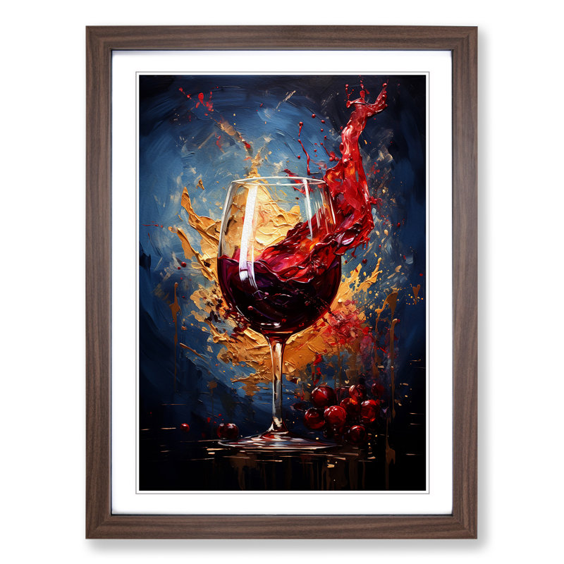 Wine Abstract - Framed Print, 46cm H x 34cm W x 2cm D, Walnut
