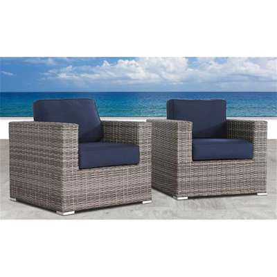 Fauteuil club en osier Sunbrella