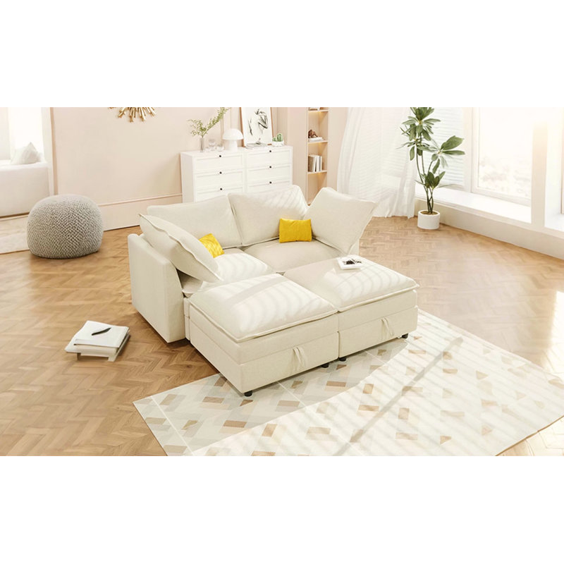 Canapé 4 pièces avec rangement Mirod, Beige