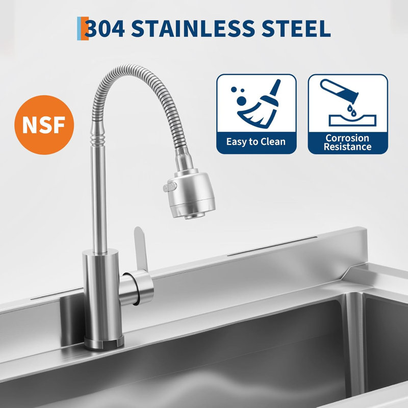 Stainless Steel Freestanding Utility Sink with Pull-Out Faucet, Single Bowl Slop Sink for Laundry Room, Garage, Commercial Kitchen & Dog Wash, 36x 20 x 35.5inch