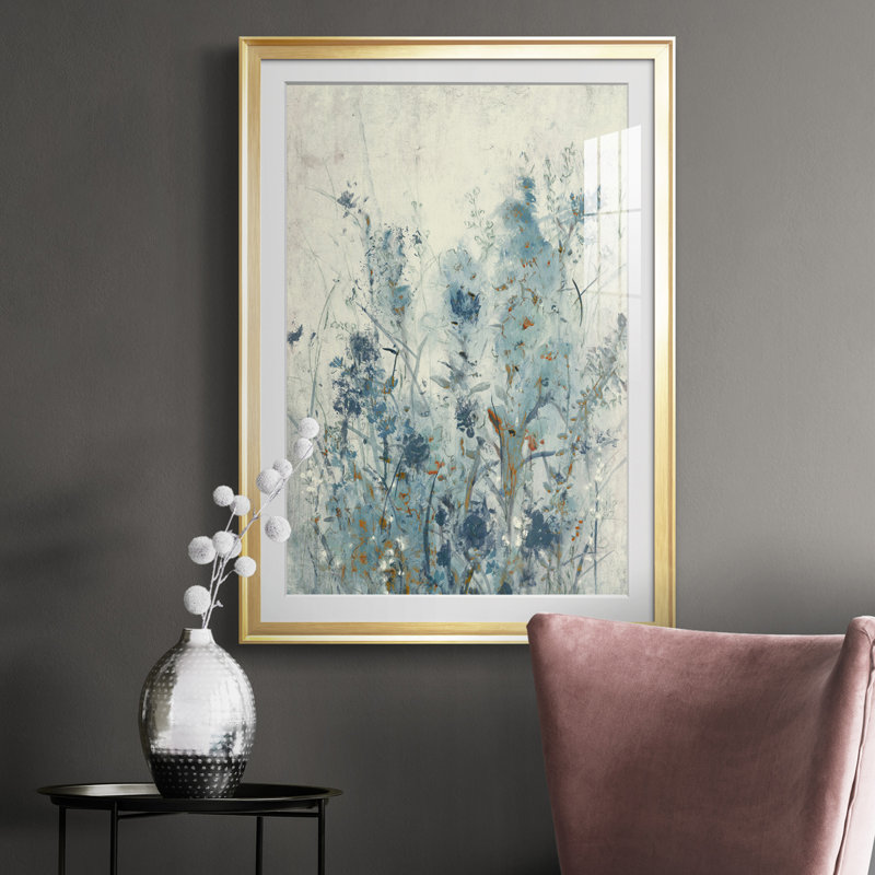 Printemps bleu de l'UA CH - imprimé, Cadre doré, H 36,5 po x l 26,5 po x P 1 po