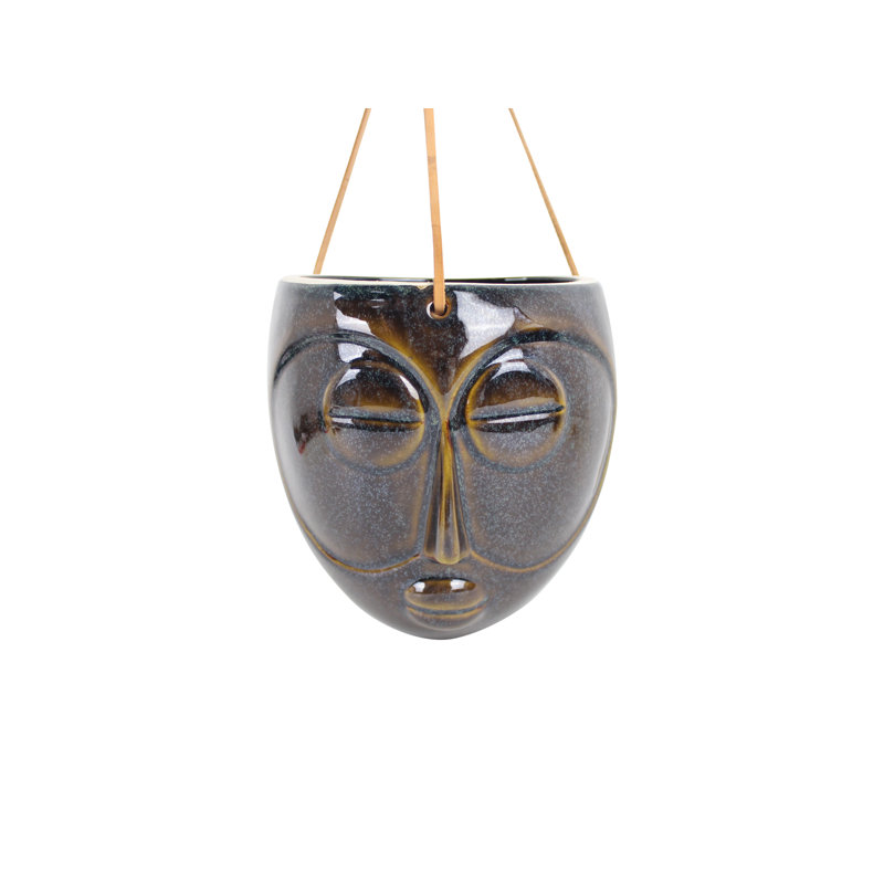Handmade Ceramic Hanging Planter, Dark Brown
