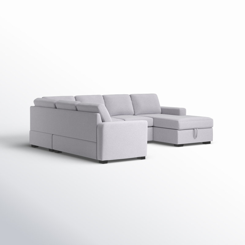 Ketterman Upholstered U-Shaped Sectional Left Hand Facing, Light Gray Linen Blend