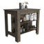 Delos Kitchen Island, Four Legs, Three Shelves, Dark Brown