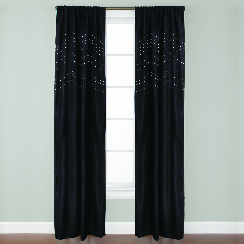 Eubanks Semi Sheer Curtain Single Panel, Black, 42" W x 84" L