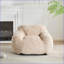 Fauteuil à billes de style fauteuil avec accoudoirs pour adultes - Fausse fourrure beige moelleuse, support ergonomique | Beige | Angle