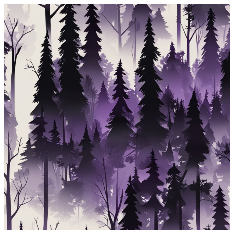 Couvertures de silhouette de forêt mauve, 60 po L x 80 po H