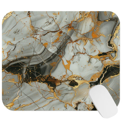 Abstract Golden Gray Geode Crystal XI Modern Gaming Cute Office Laptop Desk Pad Gift Mat Square Rectangle Non-Slip Mousepad