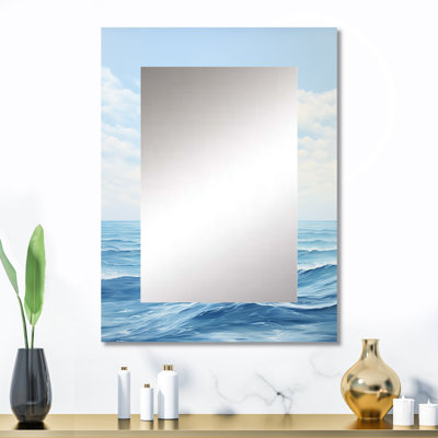 Océan Infinity Dreamscape II - miroir mural décoratif minimaliste, miroir bleu, impression d'art en métal
