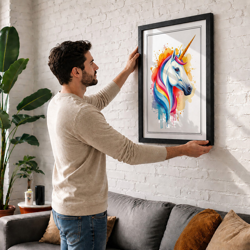 Rainbow Unicorn Dreams Eclectic - Framed Print, A3 - 42.0 x 29.7 cm, Unframed