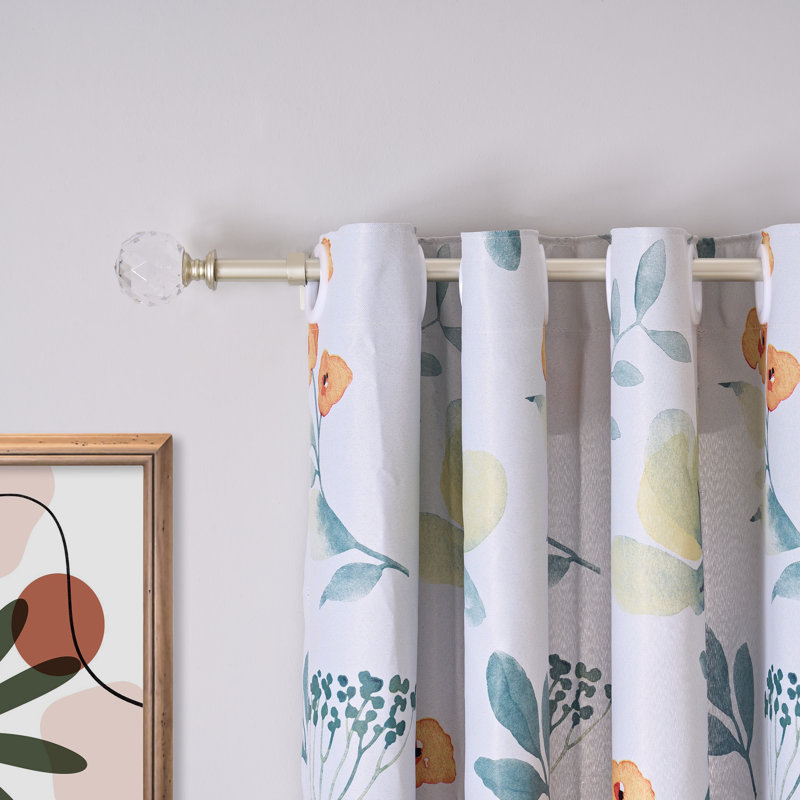 Marun Adjustable Overall Width x 0.75'' Diameter Single Curtain Rod, 28" - 48", Champagne