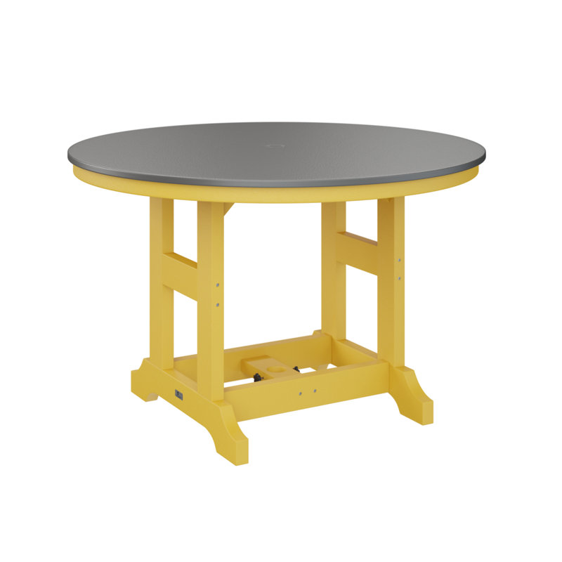 Table de salle à manger à hauteur de comptoir 48 po Berlin, Acier inoxydable martelé, Jaune soleil levant