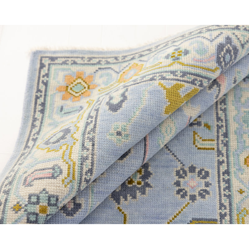 Odette Hand Knotted Wool Trellis Area Rug, Square 10'