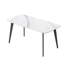 Table de salle à manger 62,99 po en pierre artificielle moderne à bord arrondi et pieds en métal noir pouvant accueillir 6 personnes (table de salle à manger seulement)-991212453-991212452